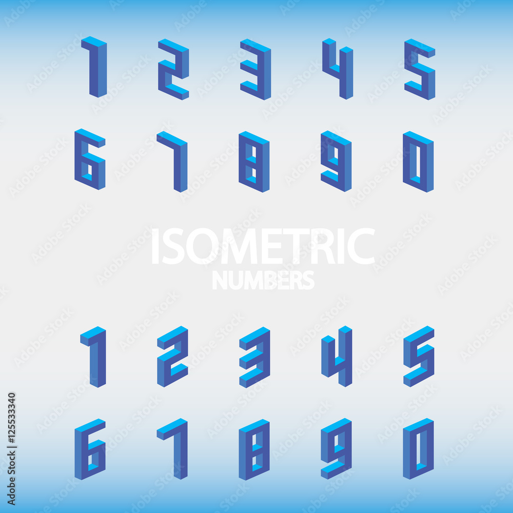 Set of isometric numbers blue. Set of isometric numbers blue.