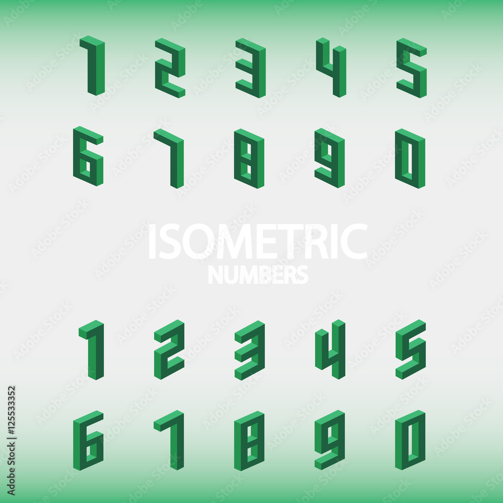 Set of isometric numbers green. Set of isometric numbers green.