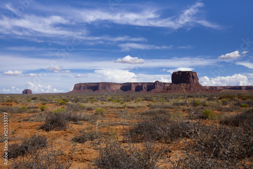 Monument Valley in Utah with blue sky