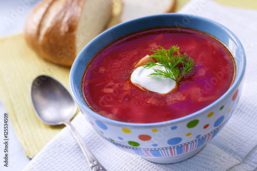 Borsch - traditional Ukrainian beetroot and cabbage soup