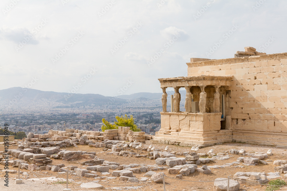 Erechtheum temple on the Acropolis of Athens, Greece