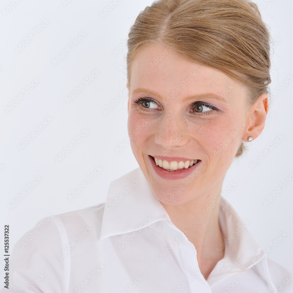 Red haired businesswoman having fun Red haired businesswoman having fun