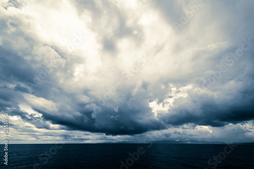 Dark clouds in open ocean