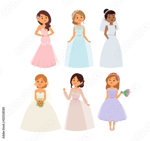 Wedding bride girl character vector