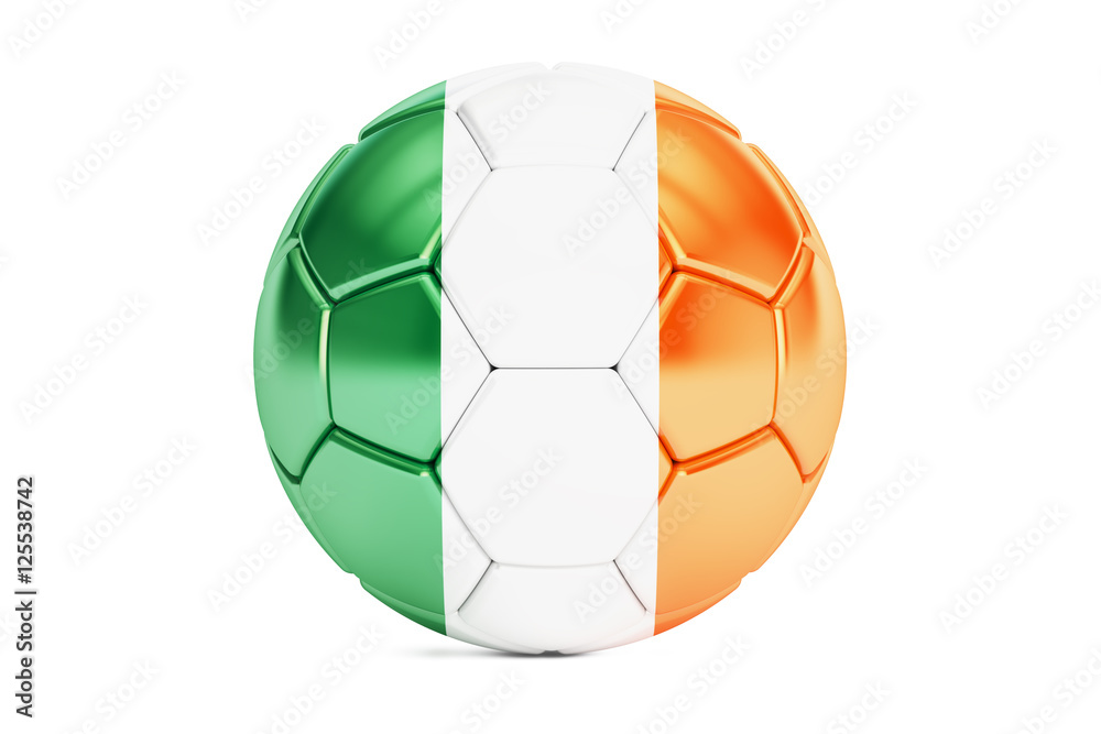 soccer ball with flag of Ireland, 3D rendering