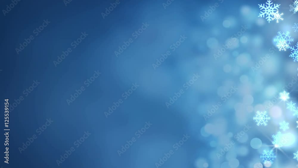 glowing side snowflakes. abstract christmas background seamless loop. 4k (4096x2304)
