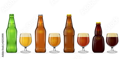 Beer bottle and glass vector