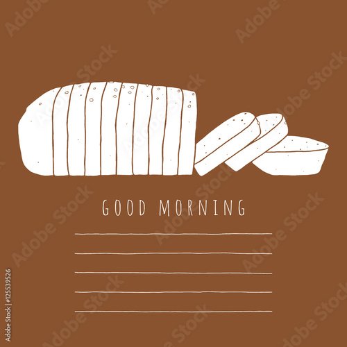 Sliced loaf of bread. Food illustration. Hand drawn vector