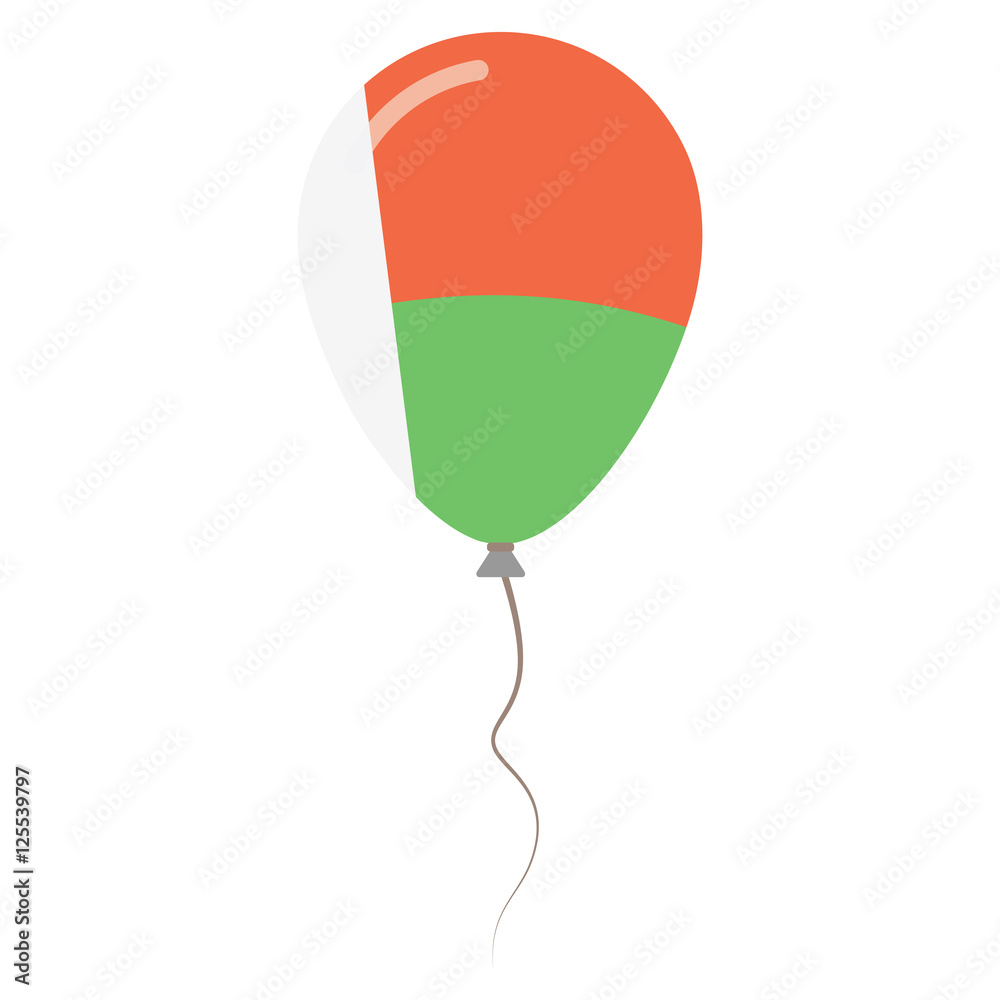 Obraz premium Republic of Madagascar national colors isolated balloon on white background. Independence day patriotic poster. Flat style National day vector illustration.