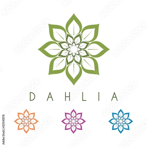 Fototapeta Naklejka Na Ścianę i Meble -  Purple Dahlia Flower Logo Vector Design