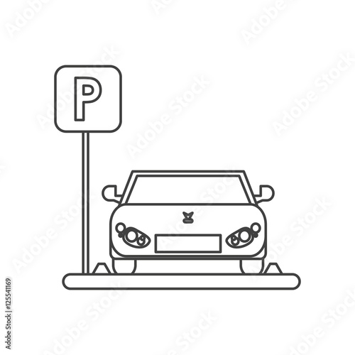 car vehicle and parking zone road sign icon. Park space road street rule and area theme. Isolated design. Vector illustration