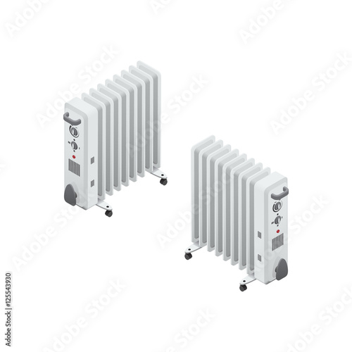 White oil heater Isometric Vector Illustration