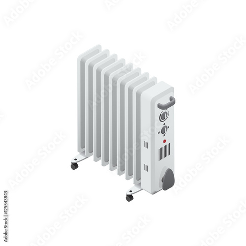 White oil heater Isometric Vector Illustration