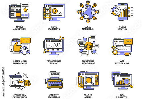12 Digital Marketing Icons (ID: 125544536)