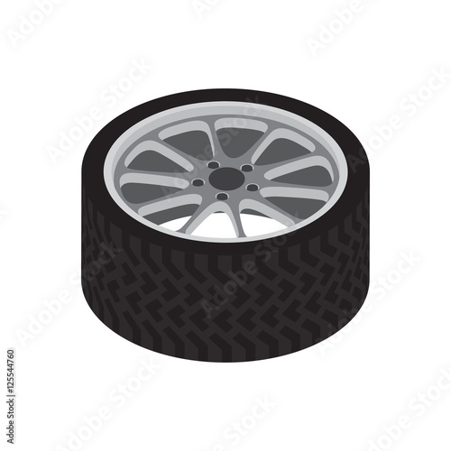 Car wheel Isolated Isometric Vector Illustration
