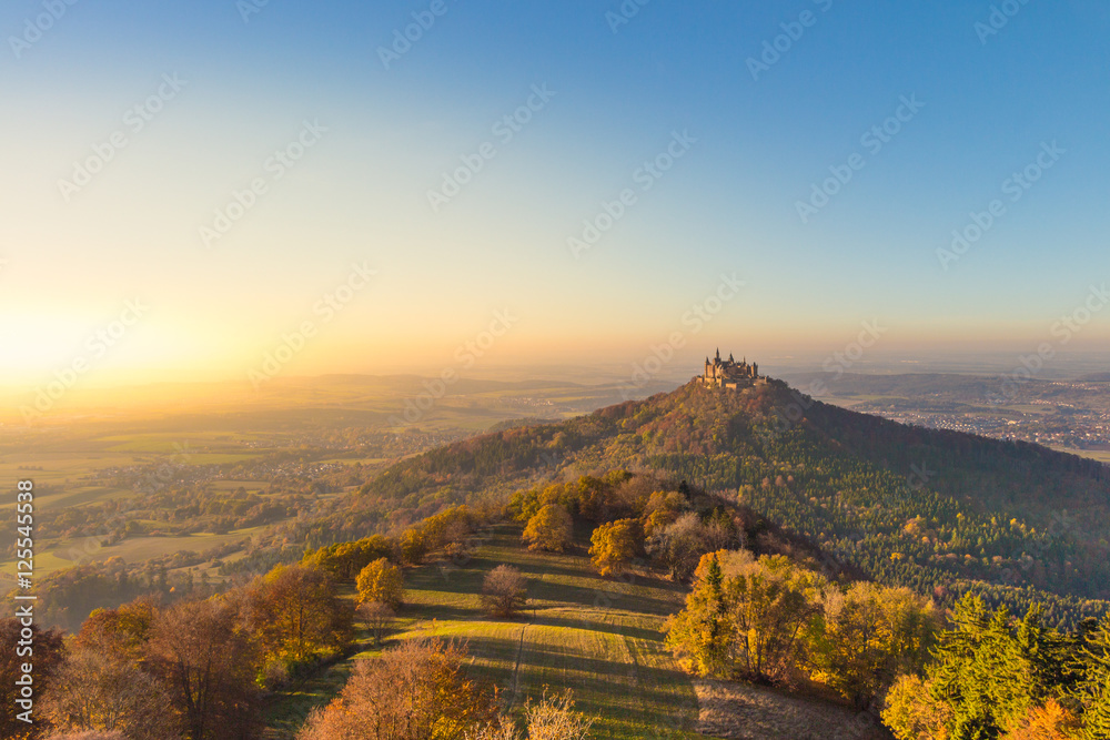 Burg Hohenzollern Herbst Sonnenuntergang 