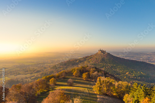 Burg Hohenzollern Herbst Sonnenuntergang 