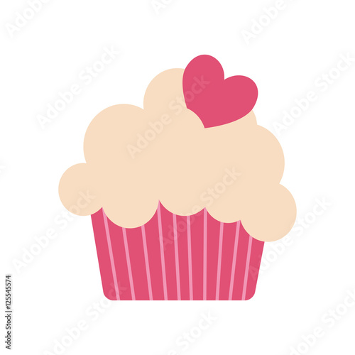 sweet cake with hearts icon vector illustration design