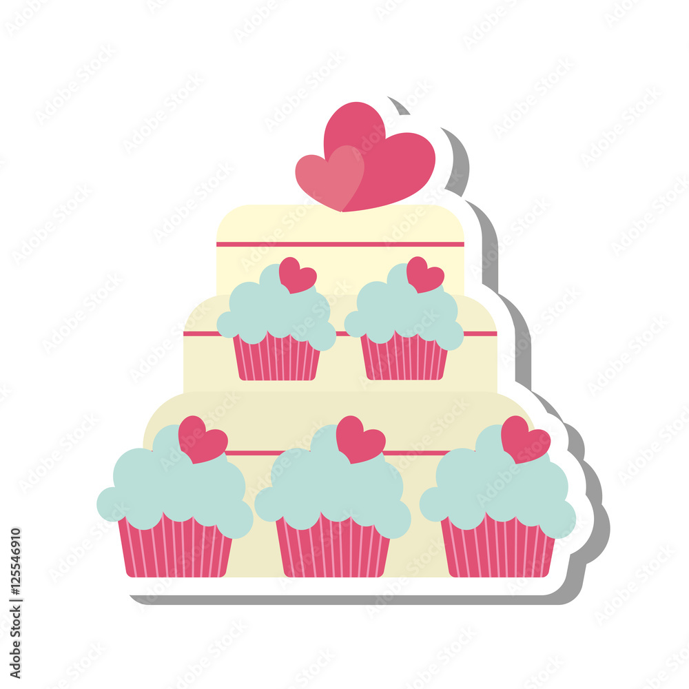 sweet cake with hearts icon vector illustration design sweet cake with hearts icon vector illustration design