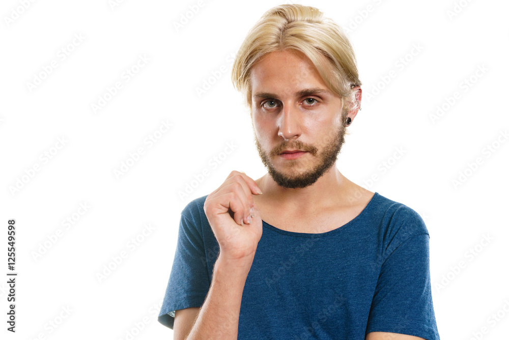 Portrait young man with stylish haircut
