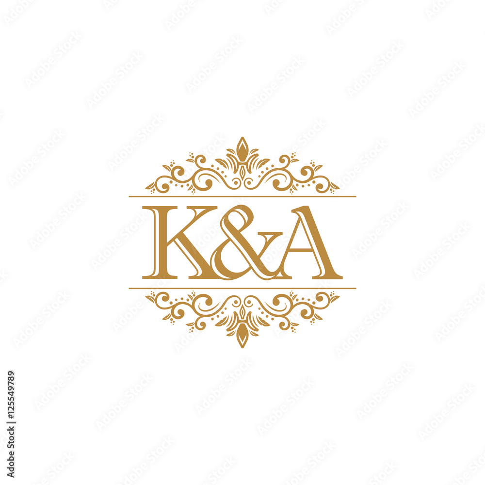 Vecteur Stock K&A Initial logo. Ornament gold Adobe Stock