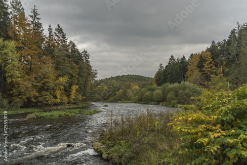 River Vltava near Divci Kamen ruin in autumn