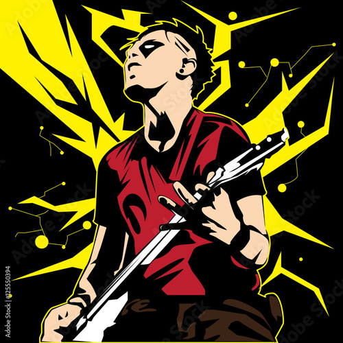 man play guitar