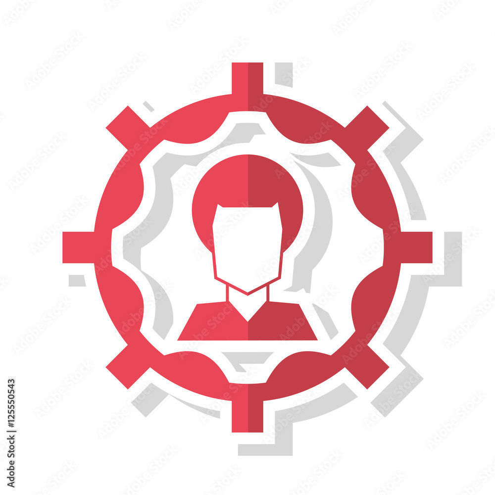 Man avatar inside gear icon. Male person and people theme. Isolated design. Vector illustration Man avatar inside gear icon. Male person and people theme. Isolated design. Vector illustration