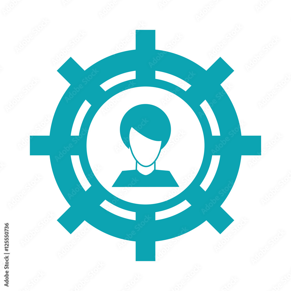 Man avatar inside gear icon. Male person and people theme. Isolated design. Vector illustration Man avatar inside gear icon. Male person and people theme. Isolated design. Vector illustration