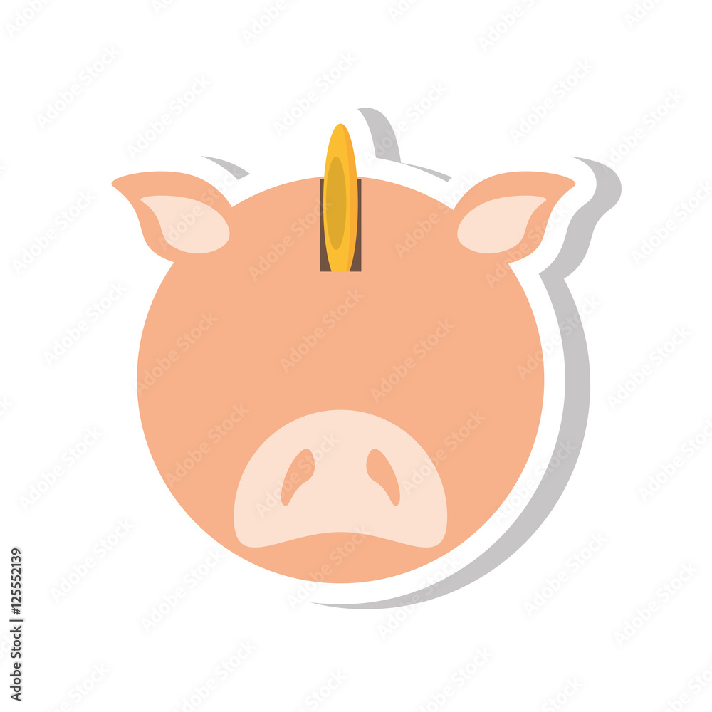 Fototapeta premium piggy savings with coin isolated icon vector illustration design