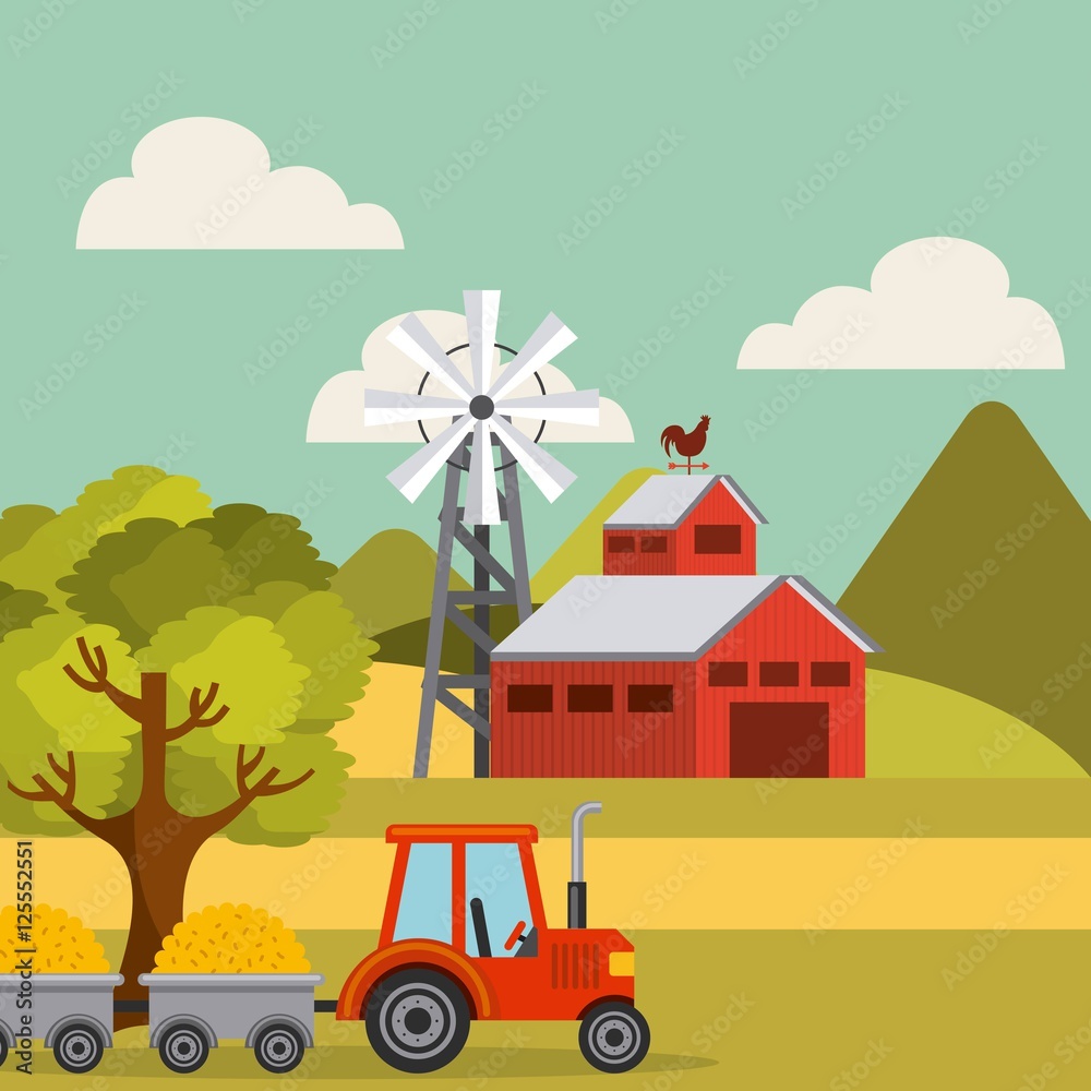 agriculture production landscape icon vector illustration design