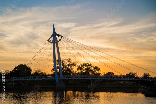 Keeper of the Plains Bridge at Sunset