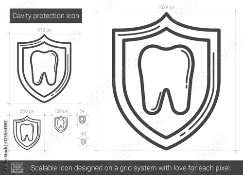 Cavity protection line icon.