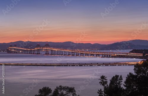 Richmond-San Rafael Bridge in California at dusk. photo