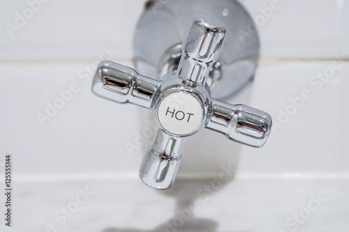 Stainless faucet for hot water in the bathroom
