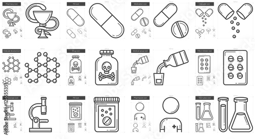 Medicine line icon set.