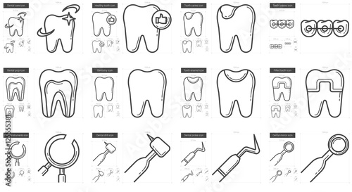 Stomatology line icon set.
