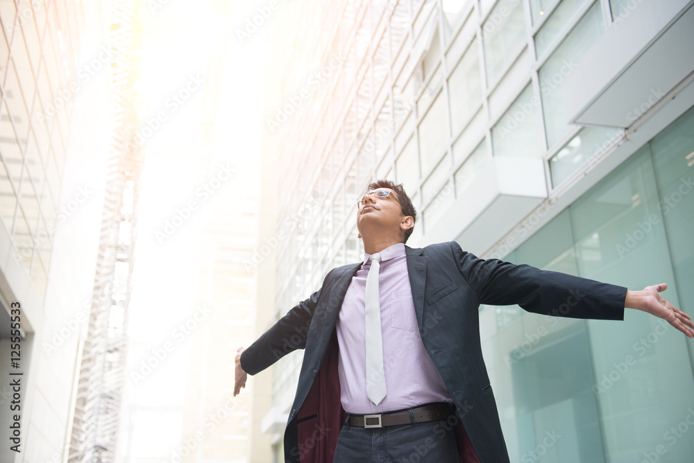 indian male business man celebrating success