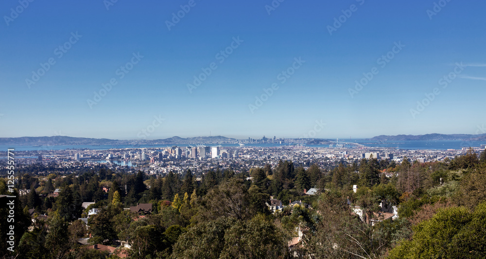 Panorama View of San Francisco Bay, East Bay, Oakland