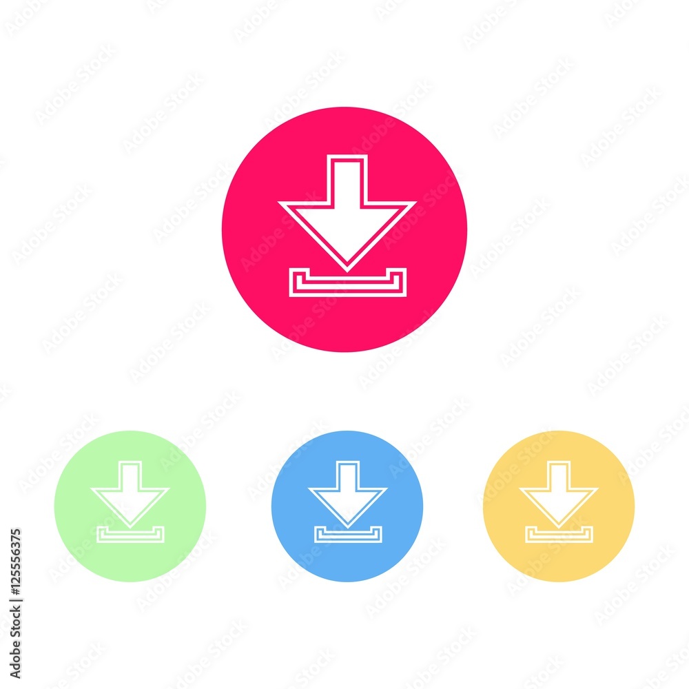 Colorful Set of Round Download Icon Colorful Set of Round Download Icon