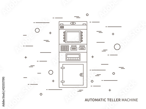 Vector automatic teller machine (ATM, cash dispenser, automatic cash terminal) concept graphic design illustration. 