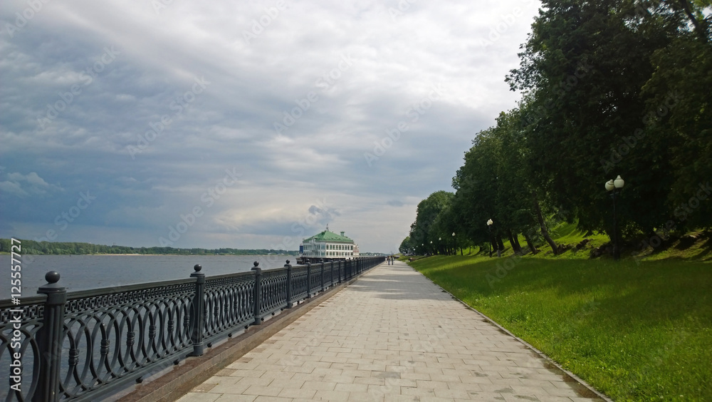 Embankment in cloudy weather 