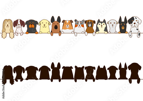 big dogs border with silhouette