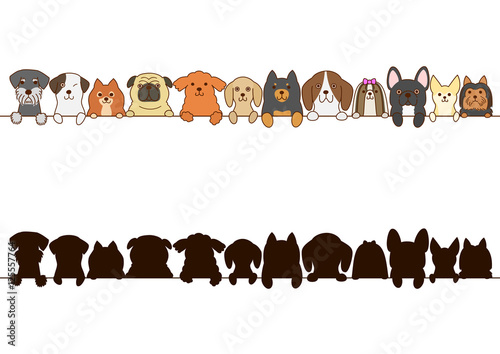 Small dogs border with silhouette
