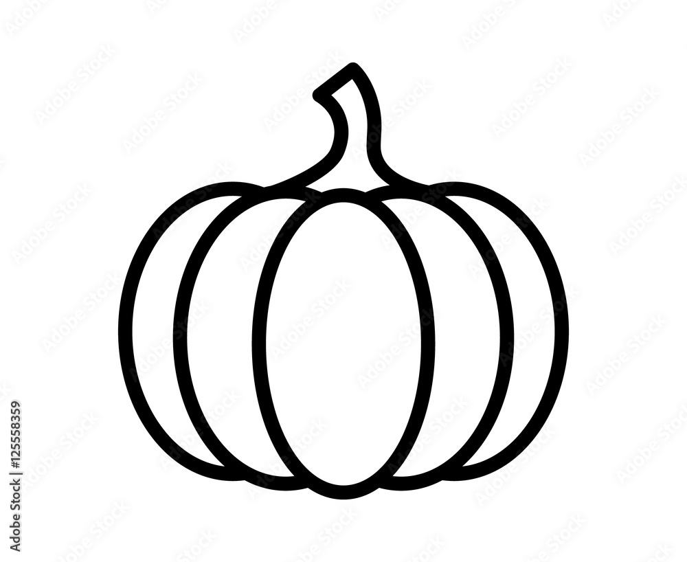 Pumpkin - squash for Halloween or Thanksgiving line art icon for apps and websites