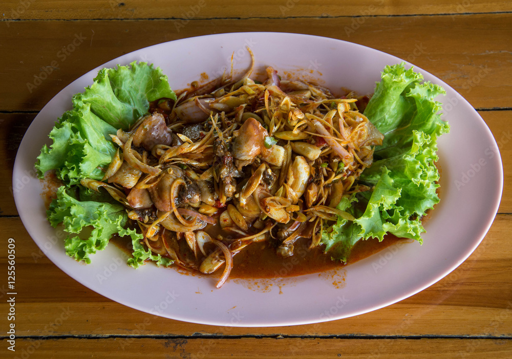 spicy blood cockle salad ,Thai food