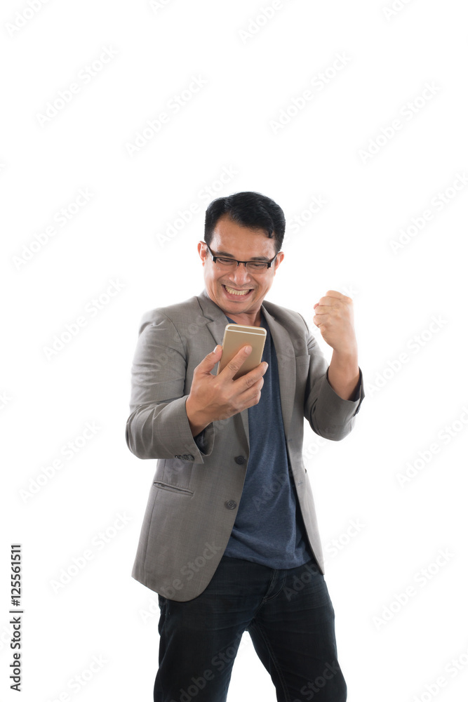 Businessman enjoying success time. Businessman enjoying success time.