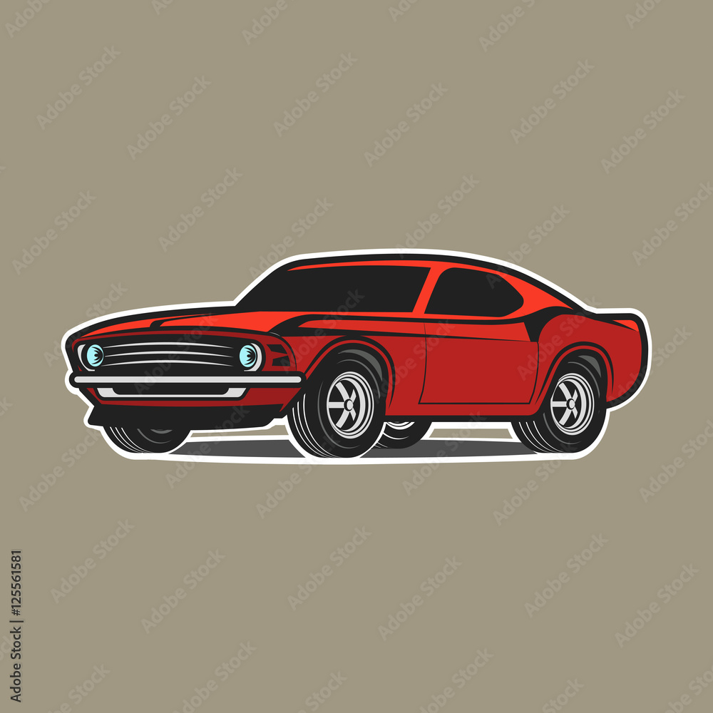 Obraz premium Cartoon Car Isolated on White Background.