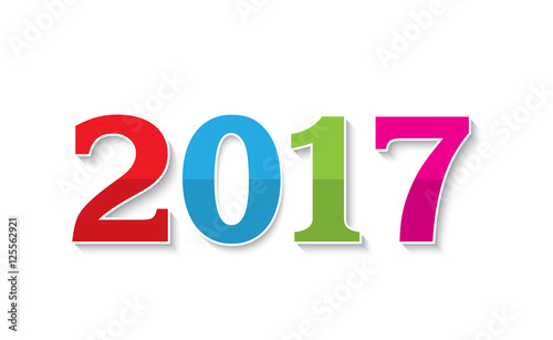 2017 new year text design on white background