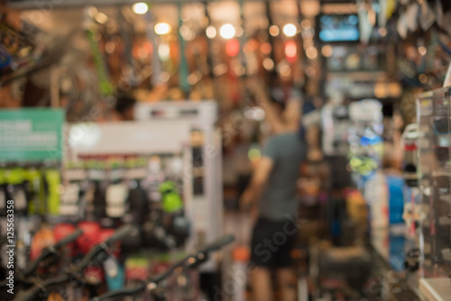image of blur bike shop  for background usage. © vipubadee